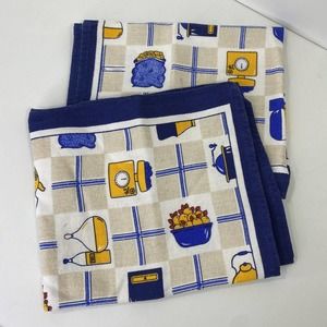Set of 2 Tea Towels by The European Collection Cotton Blue Yellow Country 18x21”